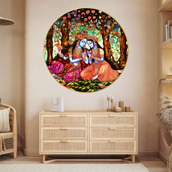 Wall Painting for Wall Decoration with Frame Sparkle Glossy Round Golden Framed Large Painting Office, Living Room, Bedroom, Home Decoration - Image 2