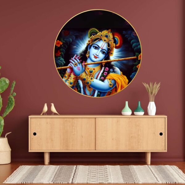Wall Painting for Wall Decoration with Frame Sparkle Glossy Round Golden Framed Large Painting Office, Living Room, Bedroom, Home Decoration - Image 2
