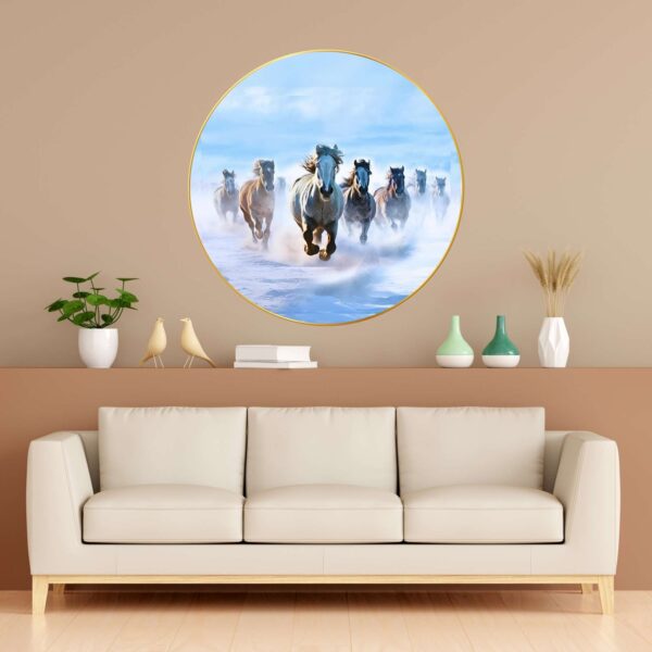Wall Painting for Wall Decoration with Frame Sparkle Glossy Round Golden Framed Large Painting Office, Living Room, Bedroom, Home Decoration